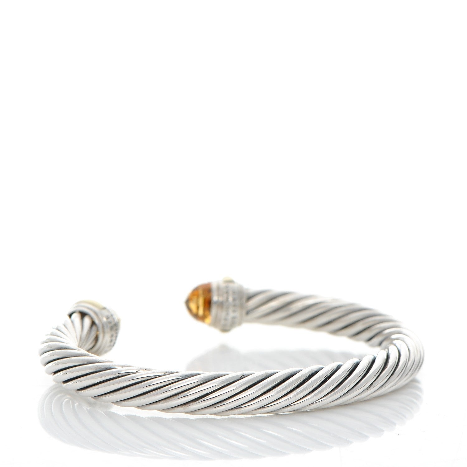 David Yurman Sterling Silver 14K Yellow Gold Citrine 7mm Cable Classics Bracelet 3 of 4