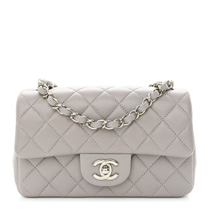 Chanel Lambskin Quilted Mini Rectangular Flap Grey 1 of 11