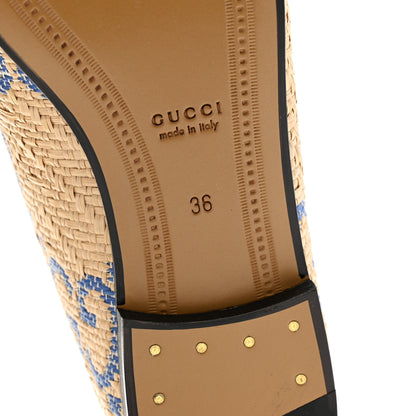 Gucci Raffia Horsebit Womens Jordaan Loafers 36 Natural Royale Mystic White 7 of 10