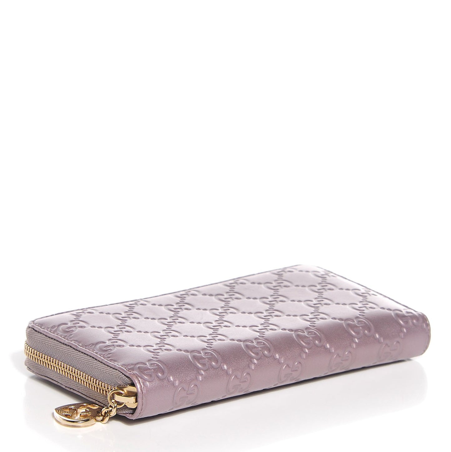 Metallic Soft Guccissima Margaux Calfskin Lovely Zip Around Wallet Senanque