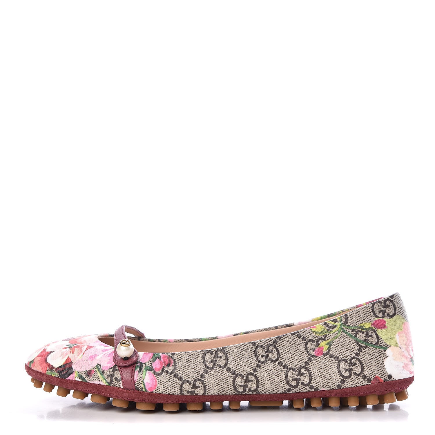Gucci GG Supreme Monogram Blooms Ballet Flats 35 Beige Multicolor Dry Rose 1 of 8