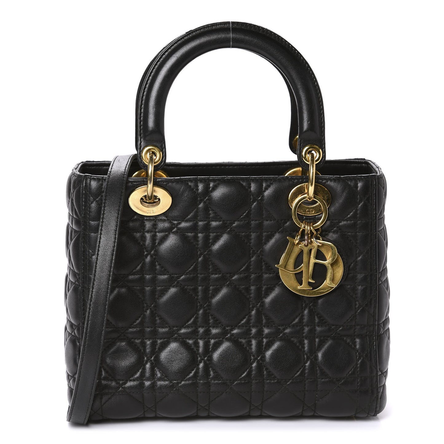Lambskin Cannage Medium Lady Dior Black