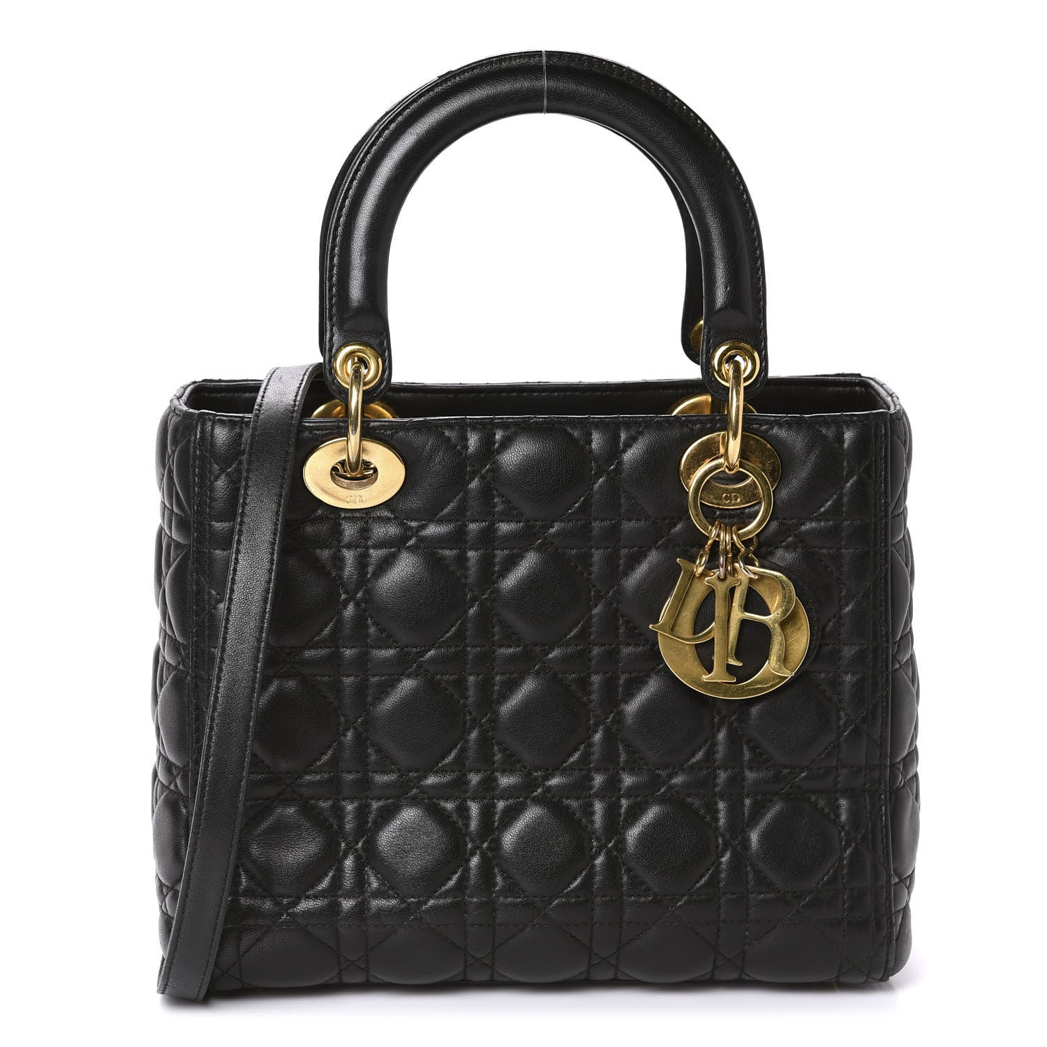 Christian Dior Lambskin Cannage Medium Lady Dior Black 1 of 11
