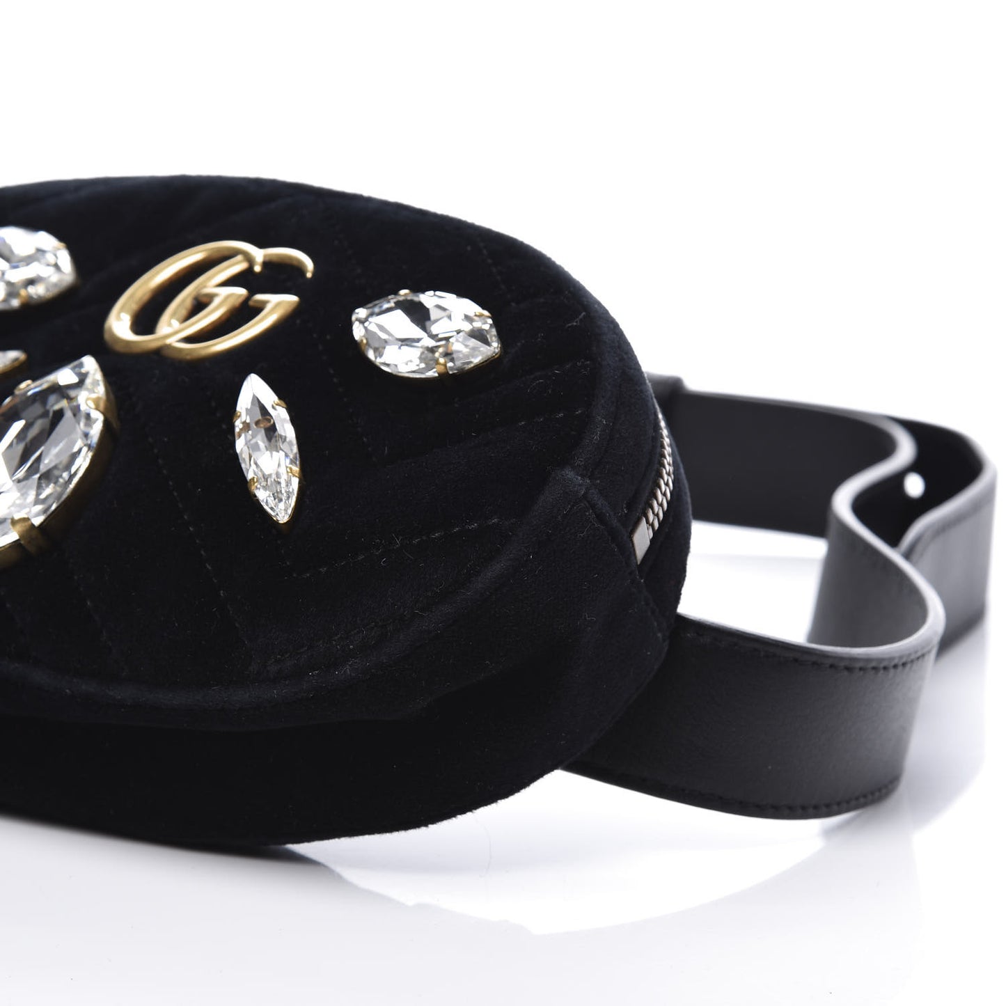 Velvet Matelasse Marquise Crystals GG Marmont Belt Bag 85 34 Black