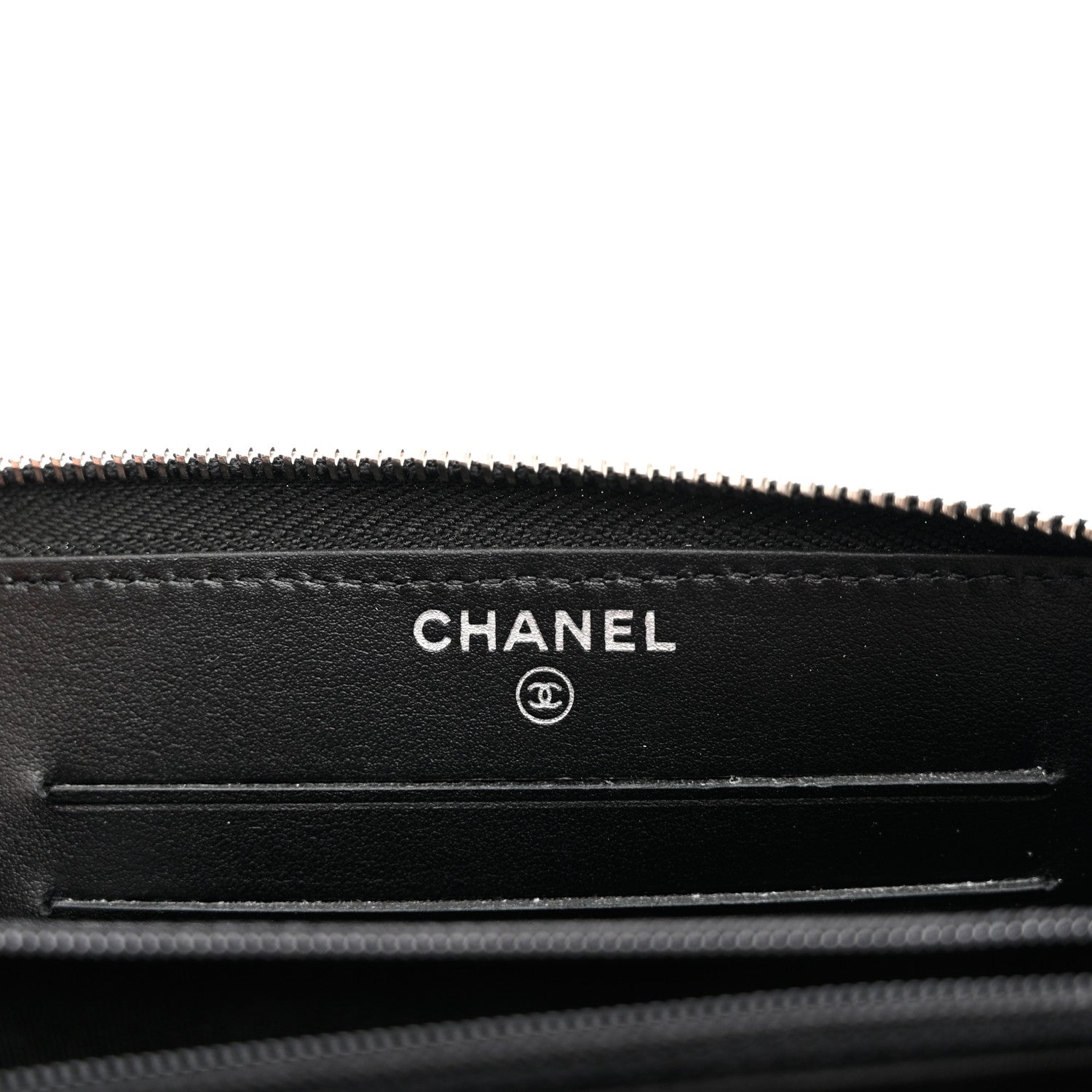 Chanel Goatskin Camellia Embossed Medium Zip Around Wallet Black 7 of 9
