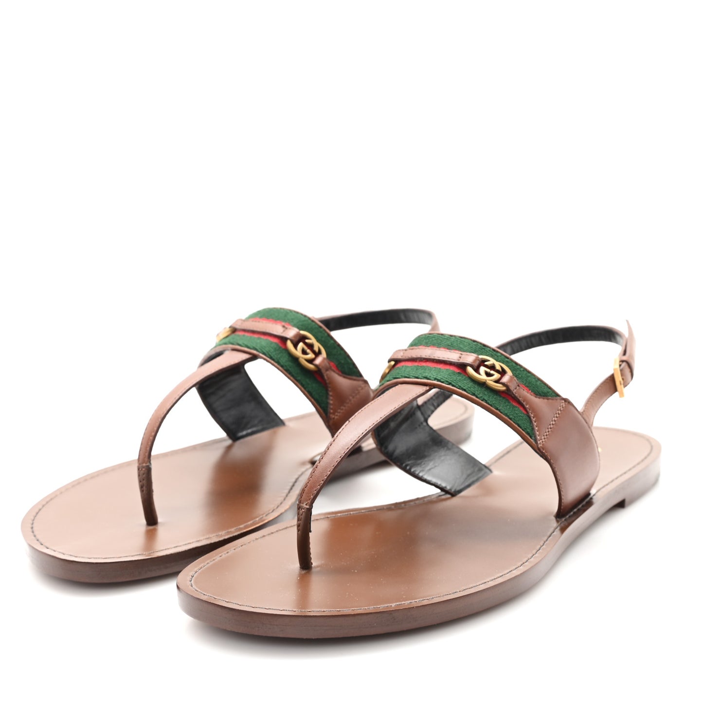Jakarta Lifford Calfskin Web Interlocking G Thong Sandals 41 Ebony