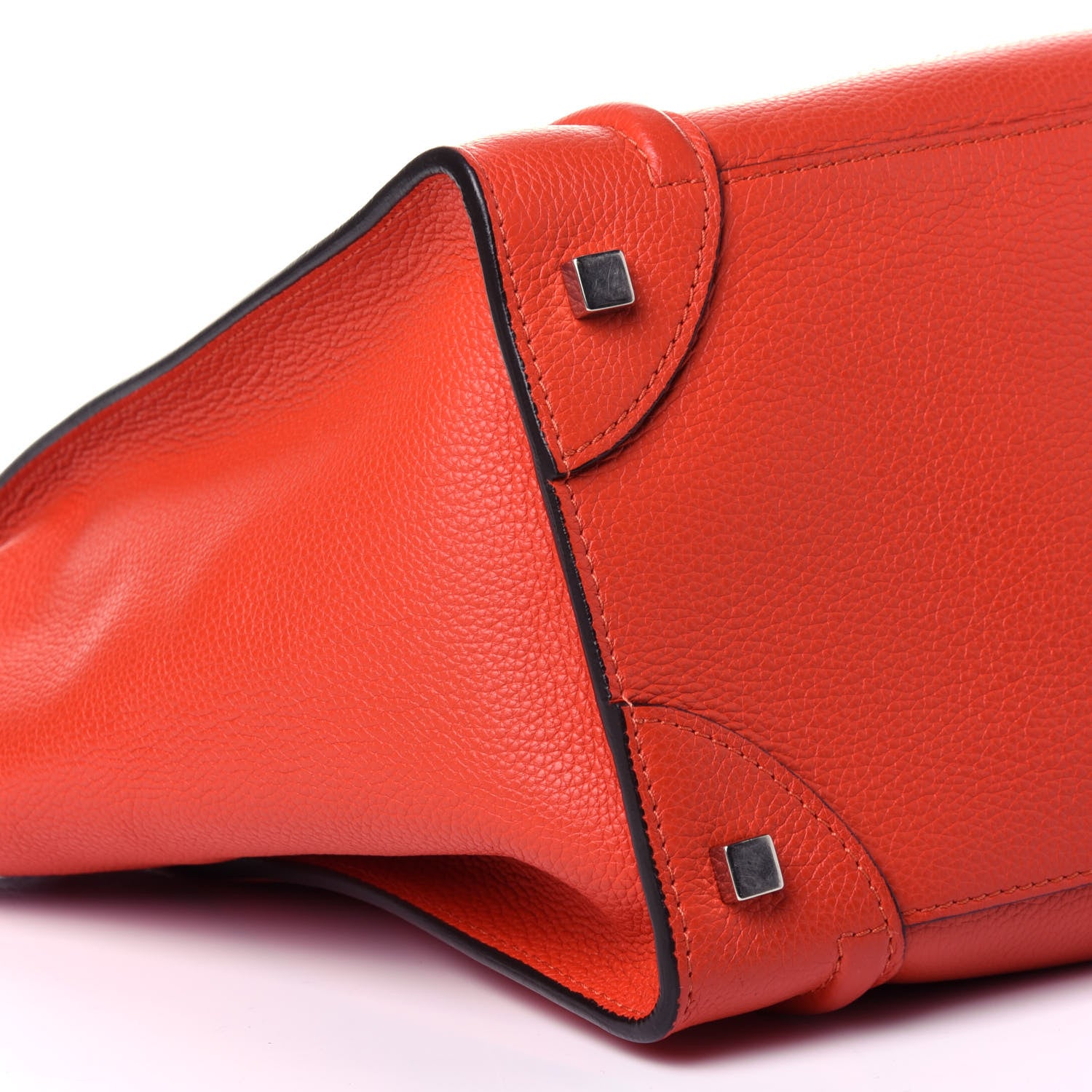 Celine Drummed Calfskin Mini Luggage Vermillion 7 of 10