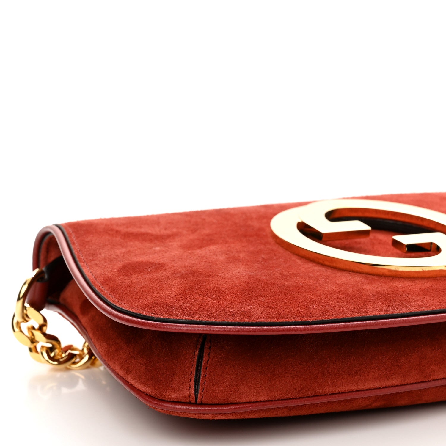 Gucci Suede Talco Roxy Calfskin Blondie Chain Shoulder Flap Bag Blondie Red 9 of 10