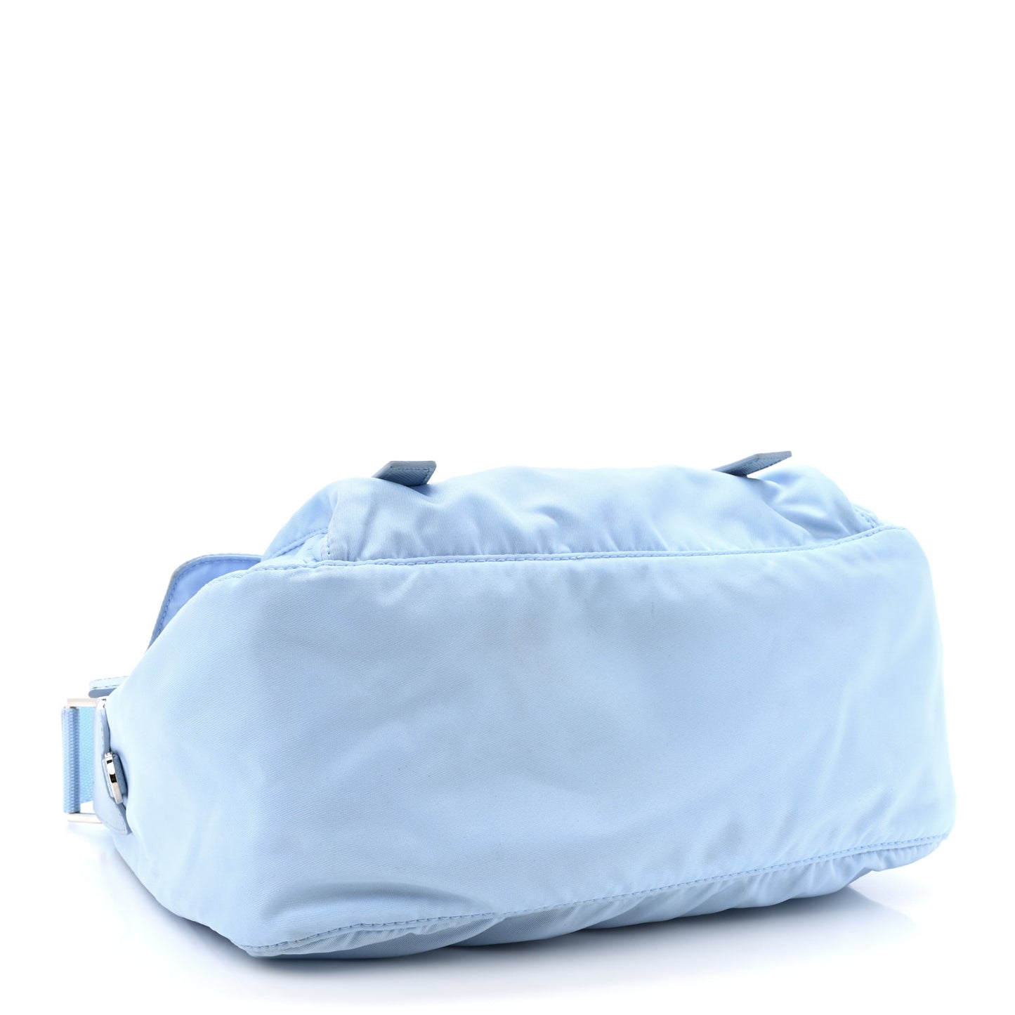 Re-Nylon Vela Saffiano Pocket Double Buckle Messenger Shoulder Bag Fiordaliso
