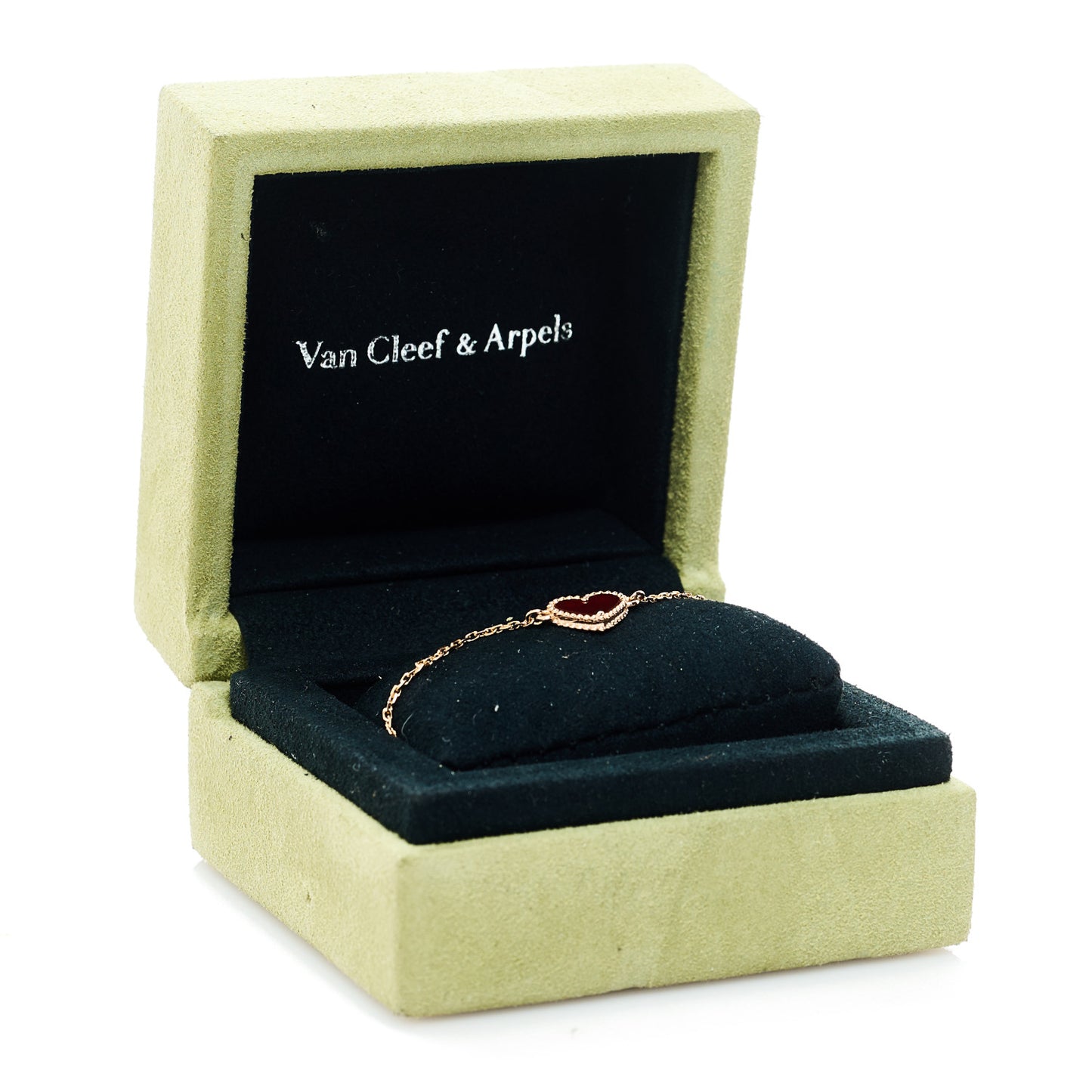 18K Rose Gold Carnelian Sweet Alhambra Heart Bracelet