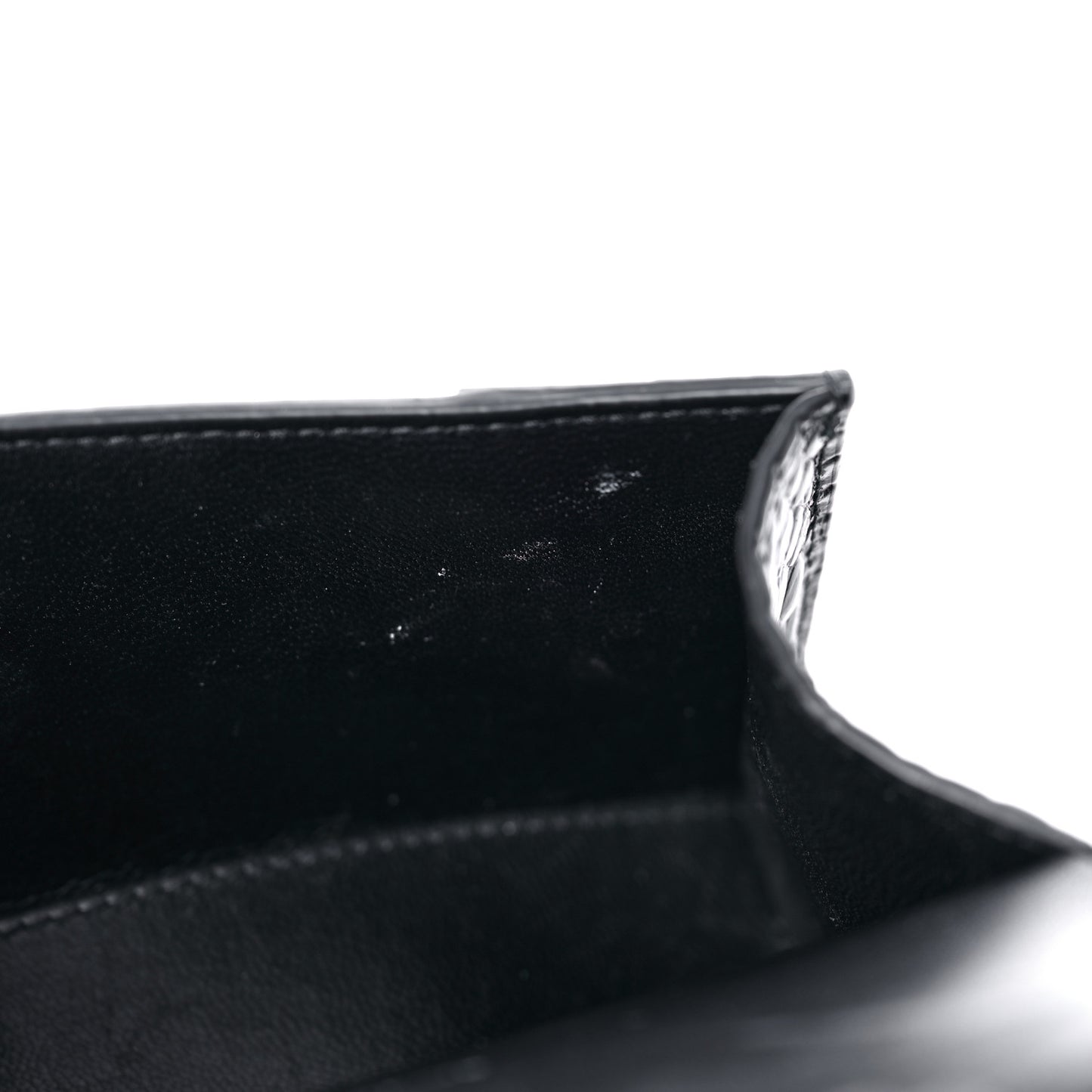 Calfskin Graffiti Logo Monochrome Crocodile Embossed Hourglass Top Handle Bag XS Black
