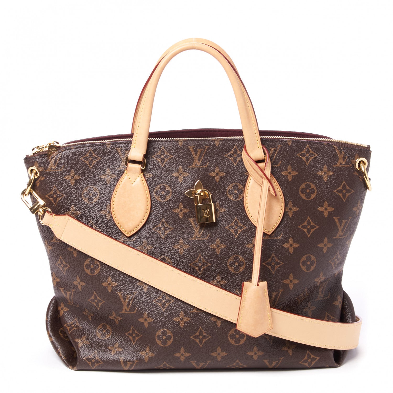 Louis Vuitton Monogram Flower Zipped Tote MM Beige 1 of 9