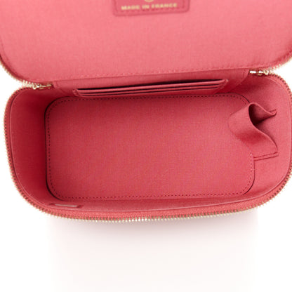Chanel Lambskin Quilted Small Top Handle Vanity Case With Chain Dark Pink 5 of 11