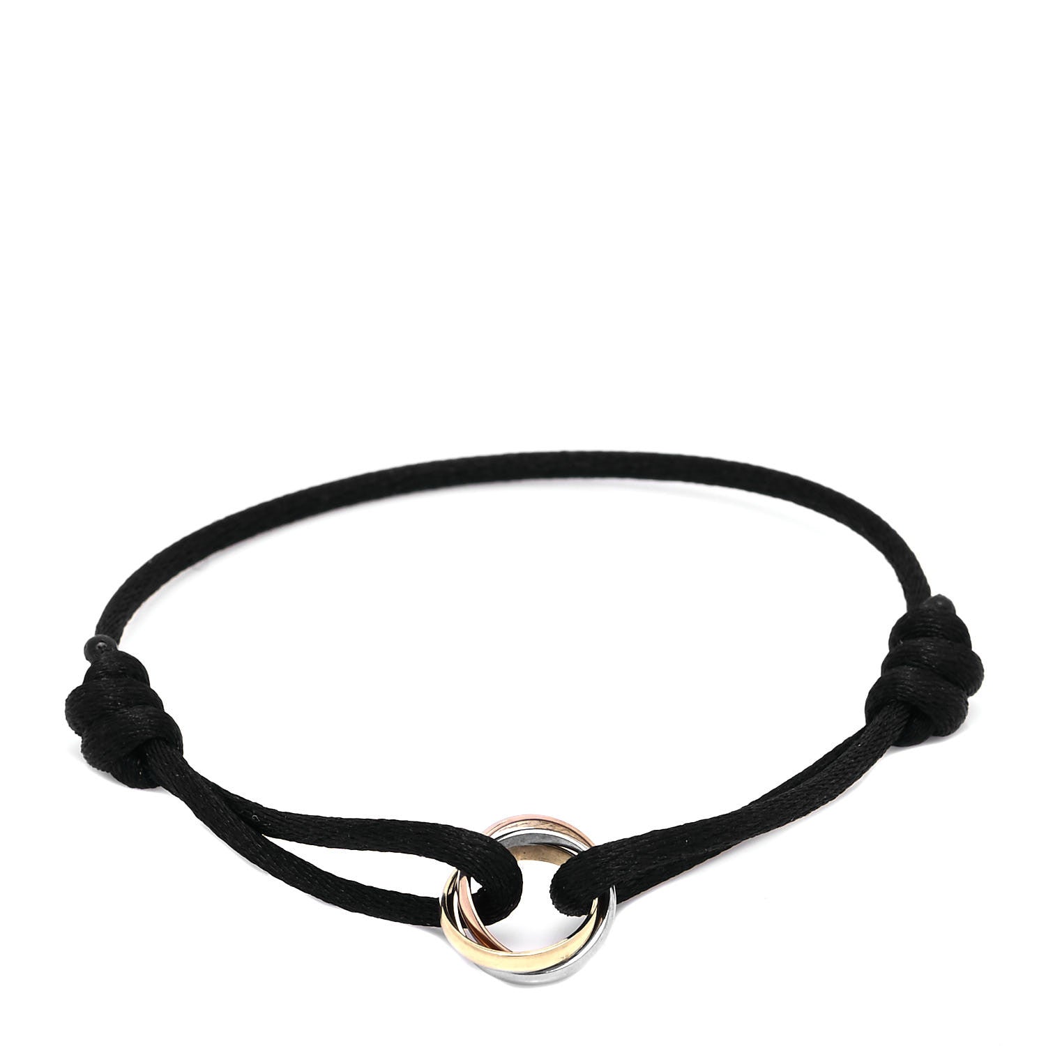 Cartier 18K Pink Yellow White Gold Trinity Adjustable Cord Bracelet Black 3 of 7