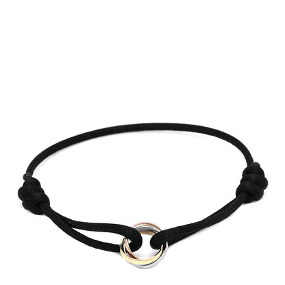 Cartier 18K Pink Yellow White Gold Trinity Adjustable Cord Bracelet Black 3 of 7