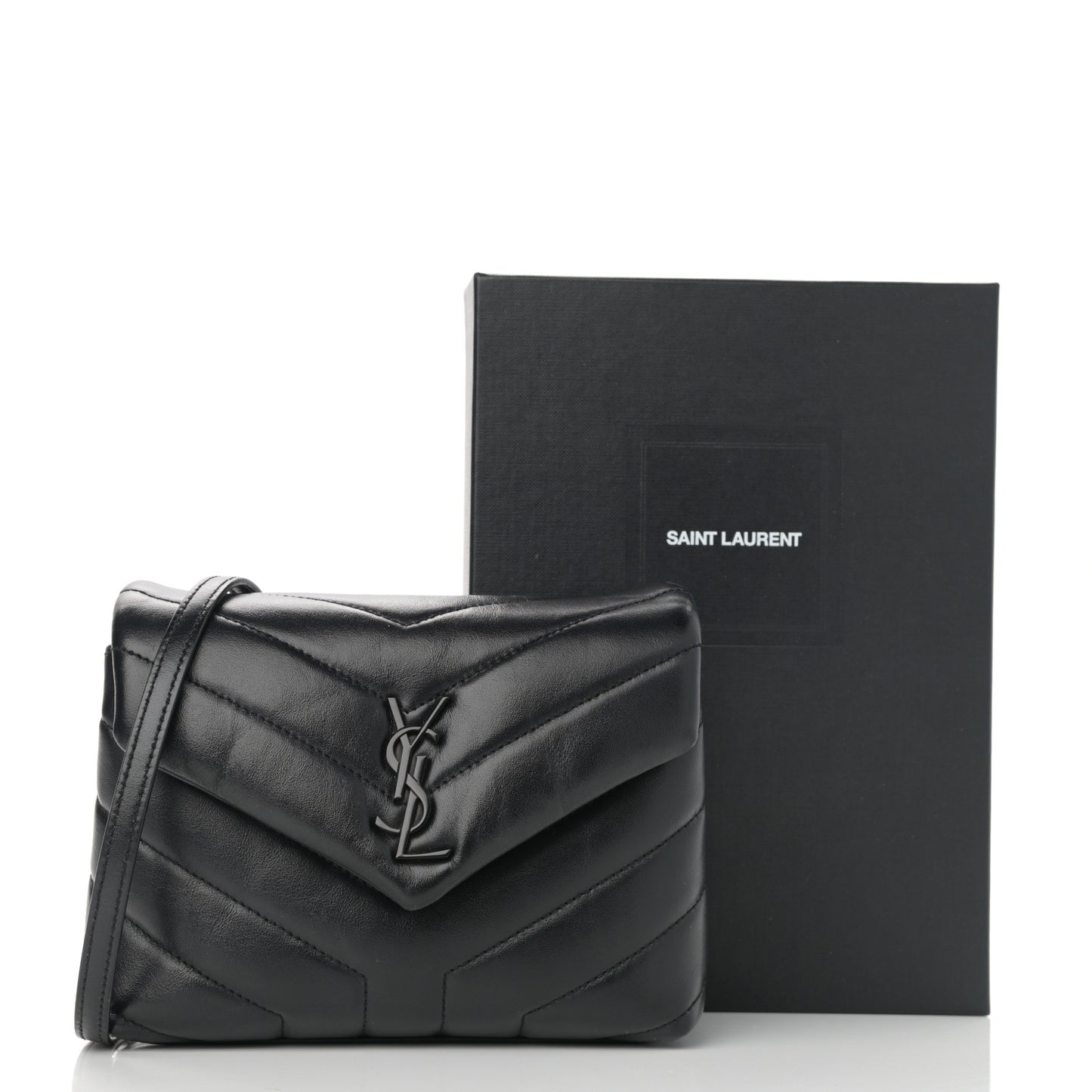 Calfskin Y Quilted Monogram Toy Loulou Crossbody Bag Black