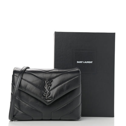 Saint Laurent Calfskin Y Quilted Monogram Toy Loulou Crossbody Bag Black 12 of 12