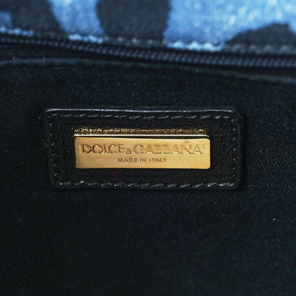 Dolce & Gabbana Denim Leopard Print Miss Martini Shoulder Bag Blue 6 of 9