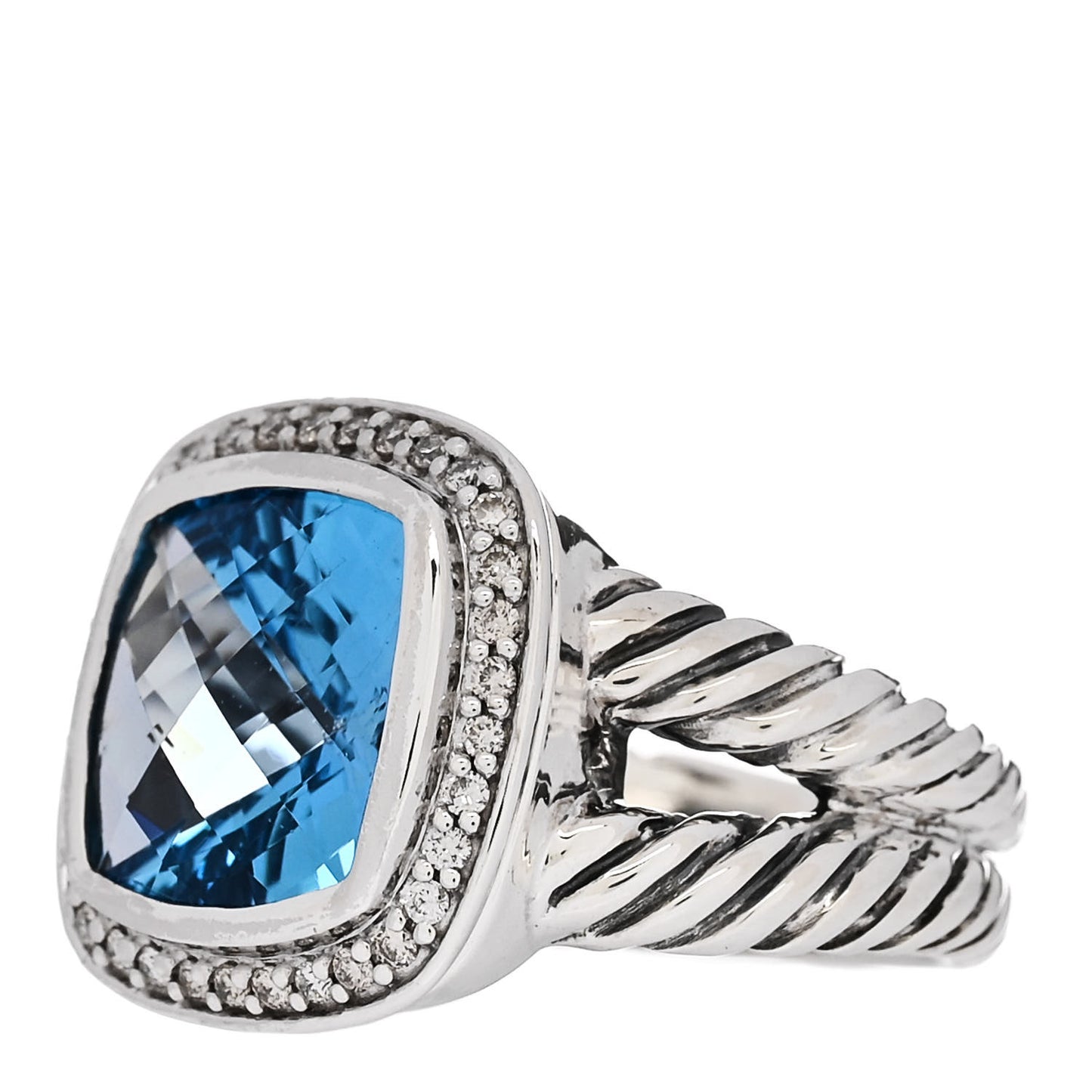 Sterling Silver Diamond Blue Topaz 11mm Albion Ring 53 6.5