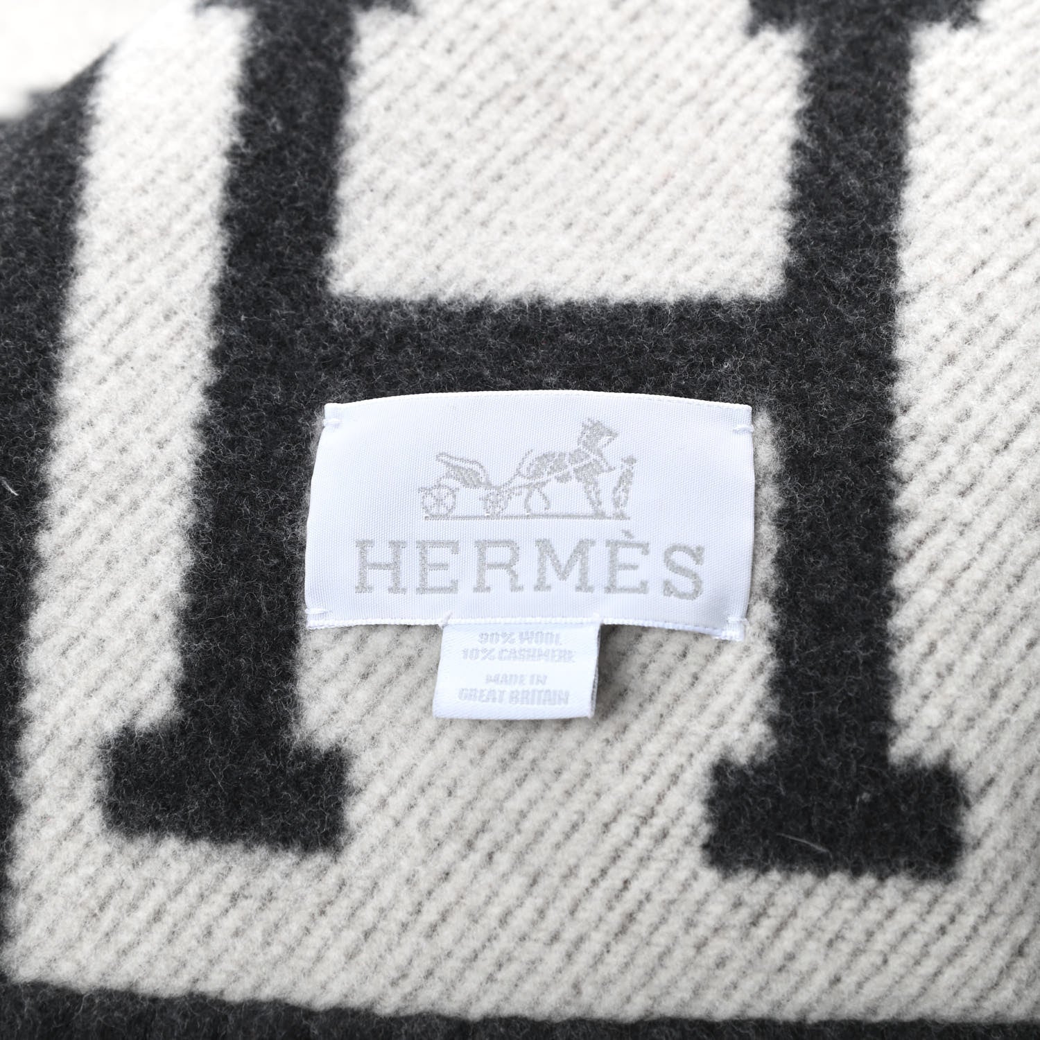 Hermes Wool Cashmere Avalon Blanket Ecru Gris Fonce 3 of 3