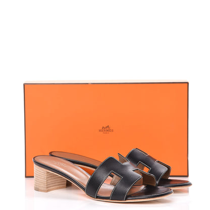 Hermes Calfskin Oasis Sandals 38.5 Black 11 of 11