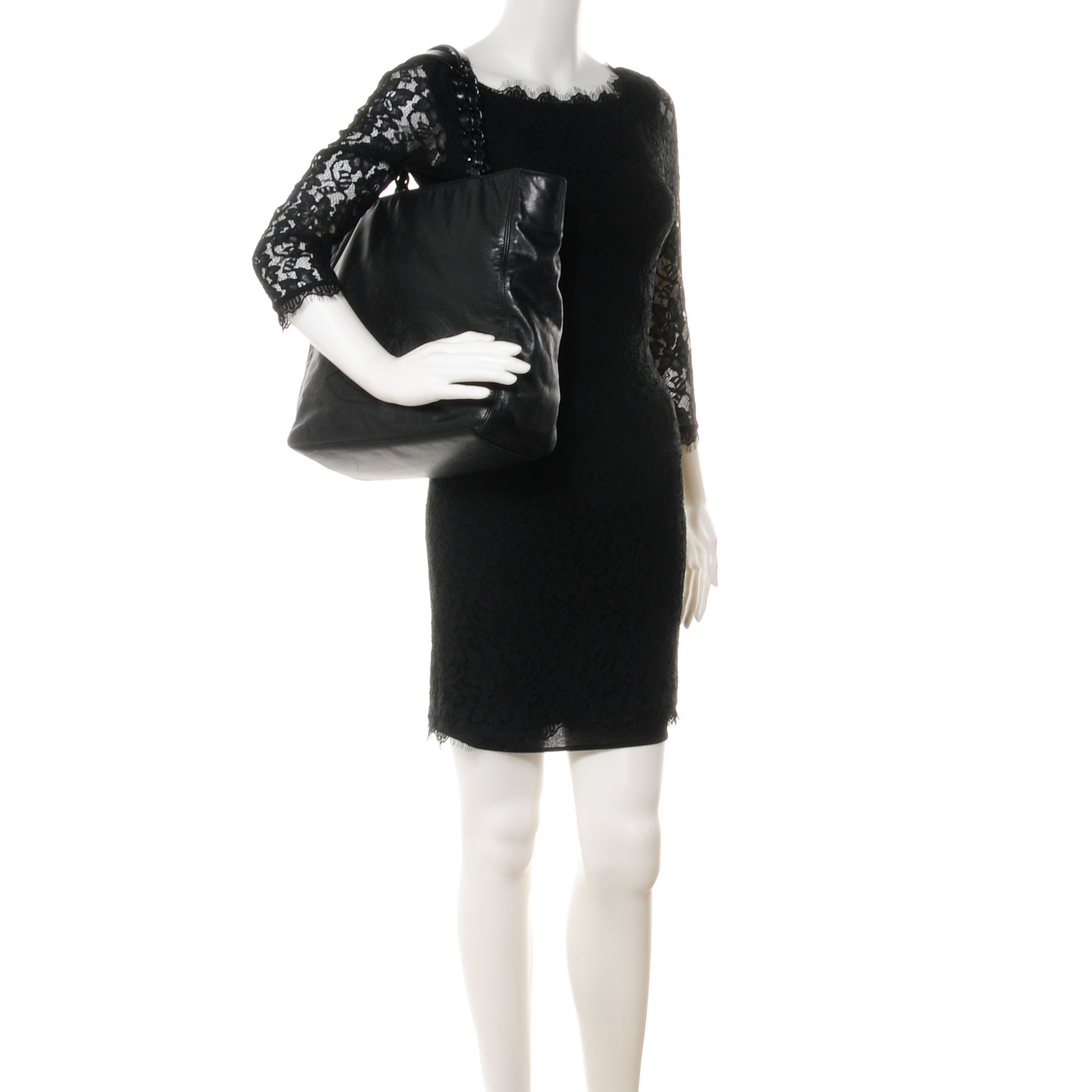 Chanel Lambskin Chain CC Small Tote Black 2 of 7