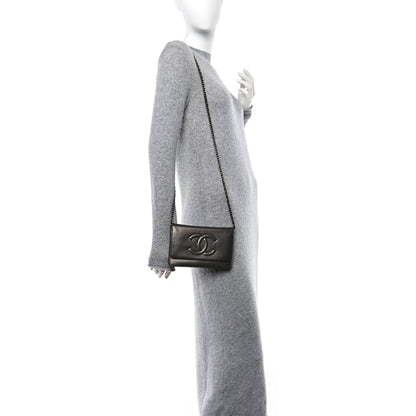 Chanel Metallic Caviar Timeless CC Wallet On Chain WOC Grey 2 of 11