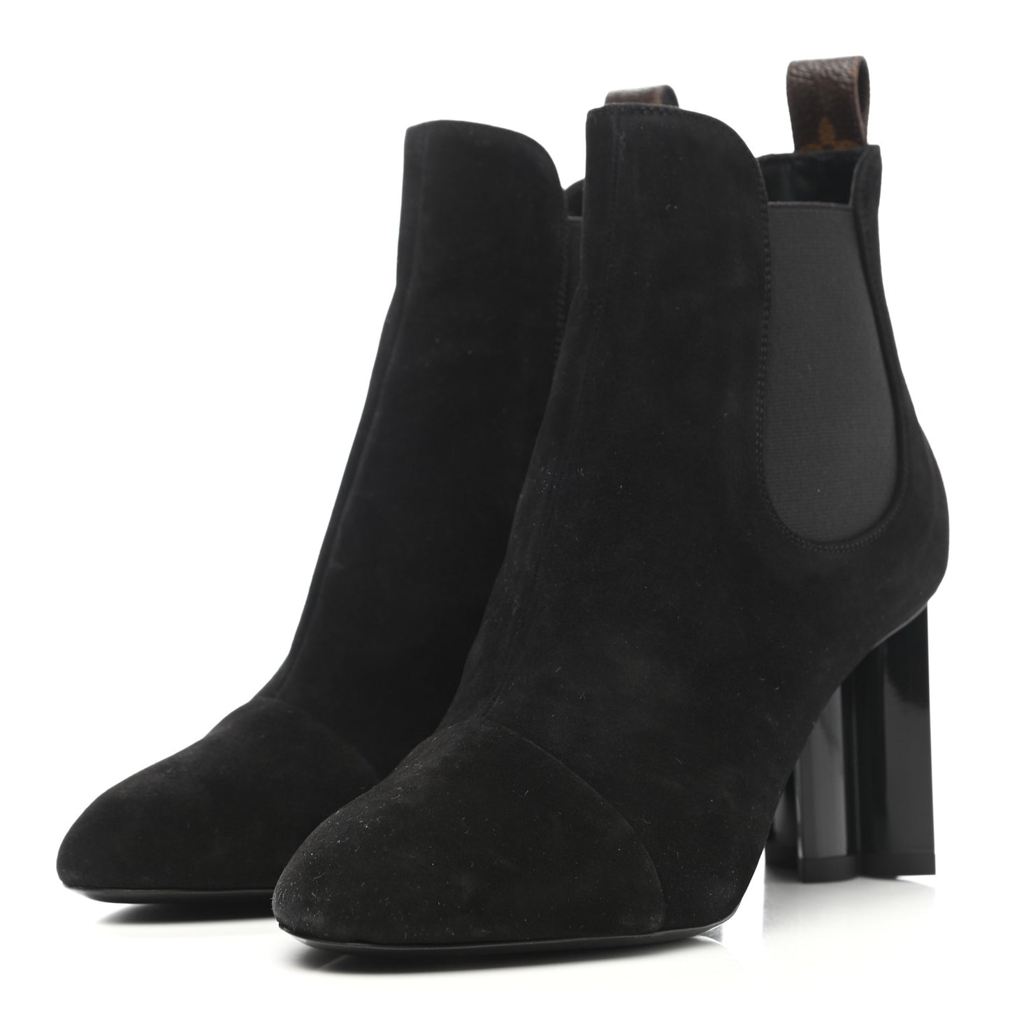 Suede Monogram Uniformes Cap Toe Chelsea 80mm Ankle Boots 37.5 Black
