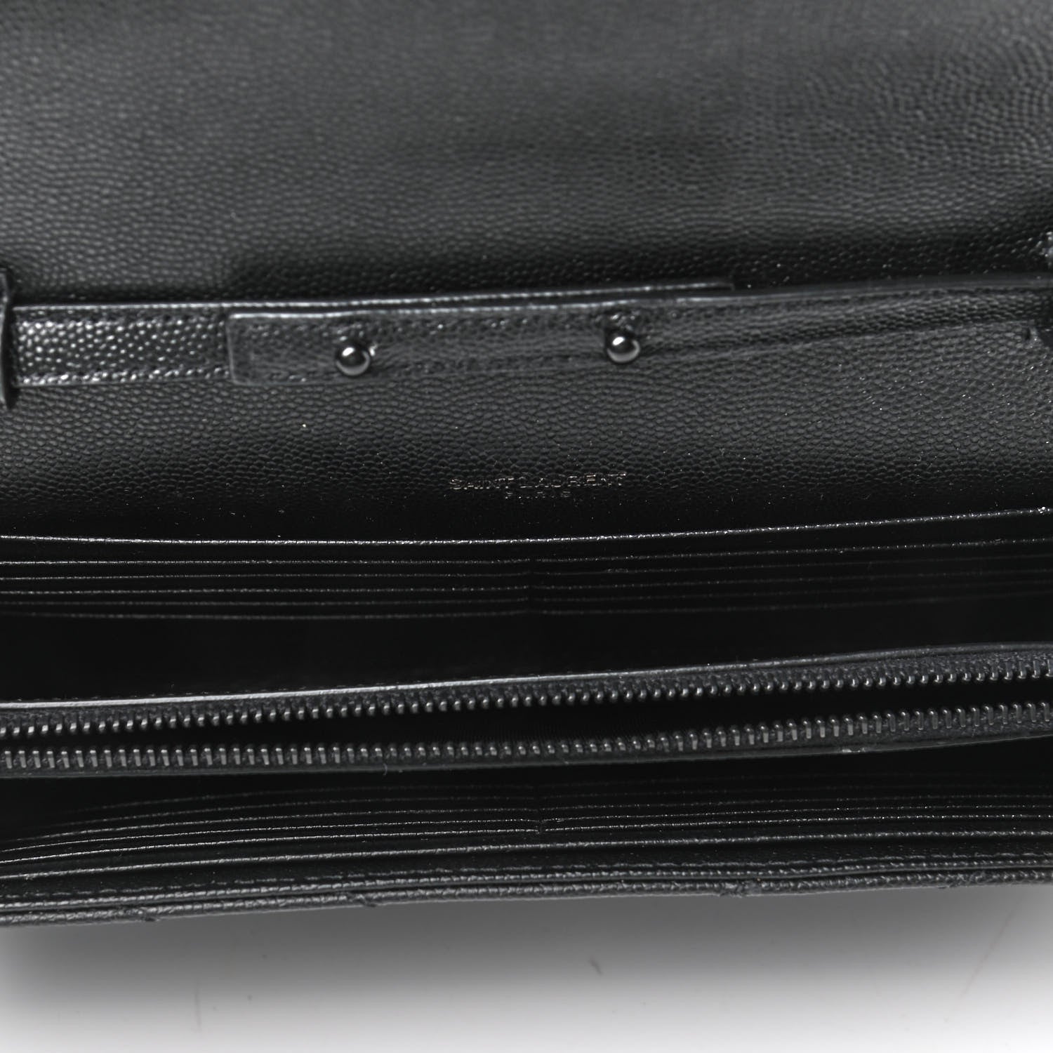 Saint Laurent Grain De Poudre Matelasse Chevron Monogram Chain Wallet Black 4 of 4