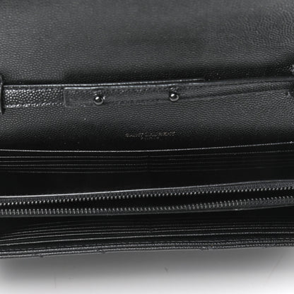 Saint Laurent Grain De Poudre Matelasse Chevron Monogram Chain Wallet Black 4 of 4