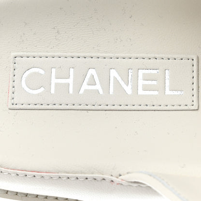 Chanel Laminated Lambskin Quilted Velcro Dad Chain CC Slide Sandals 40 White 7 of 8