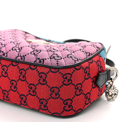 Gucci Monogram Multicolor Matelasse Diagonal Small GG Marmont Chain Shoulder Bag Pink Blue Green Red Light Blue 10 of 10