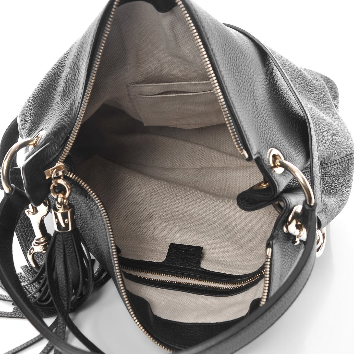 Pebbled Calfskin Large Soho Hobo Black