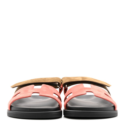 Hermes Suede Goatskin Womens Chypre Sandals 40 Rouge Tomette Terre Ambree 3 of 9