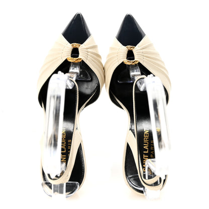 Saint Laurent Calfskin Alma 95 Ring Pumps 37 Pearl Navy 2 of 9