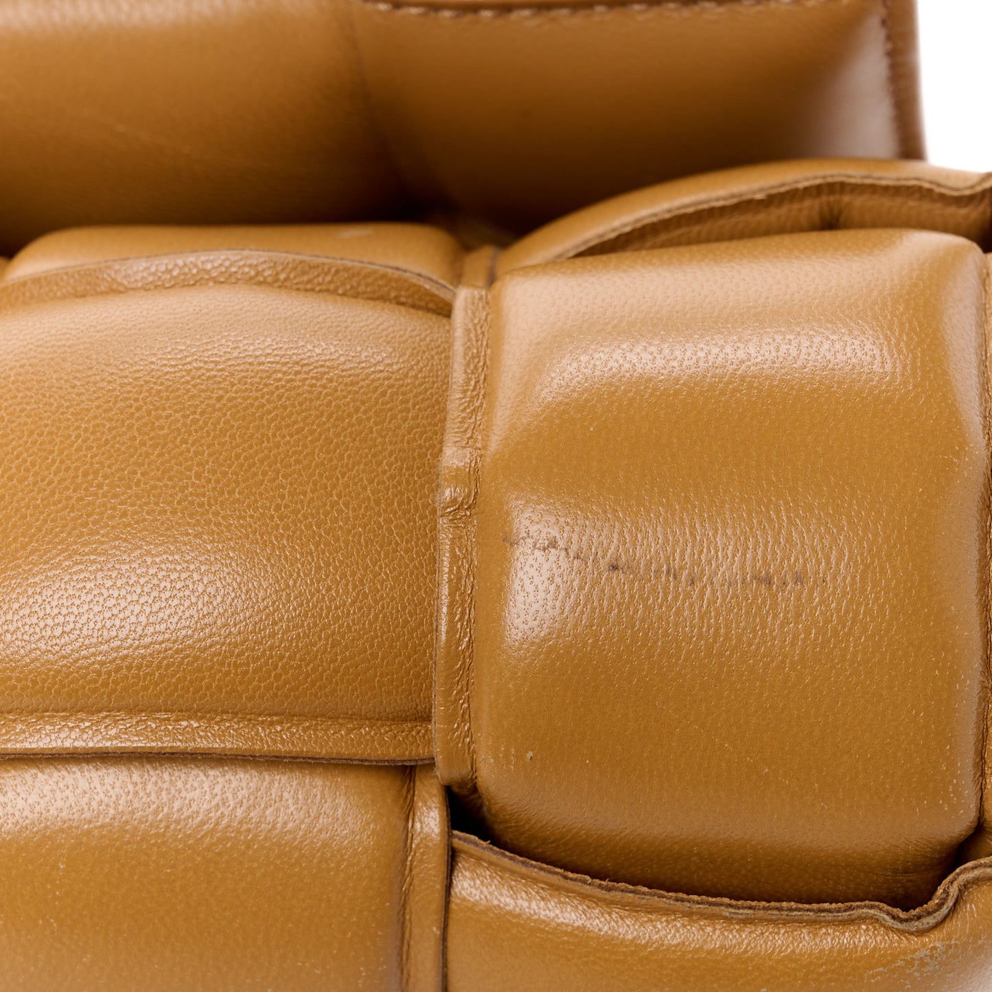 Nappa Maxi Intreccio Padded Cassette Crossbody Bag Caramel