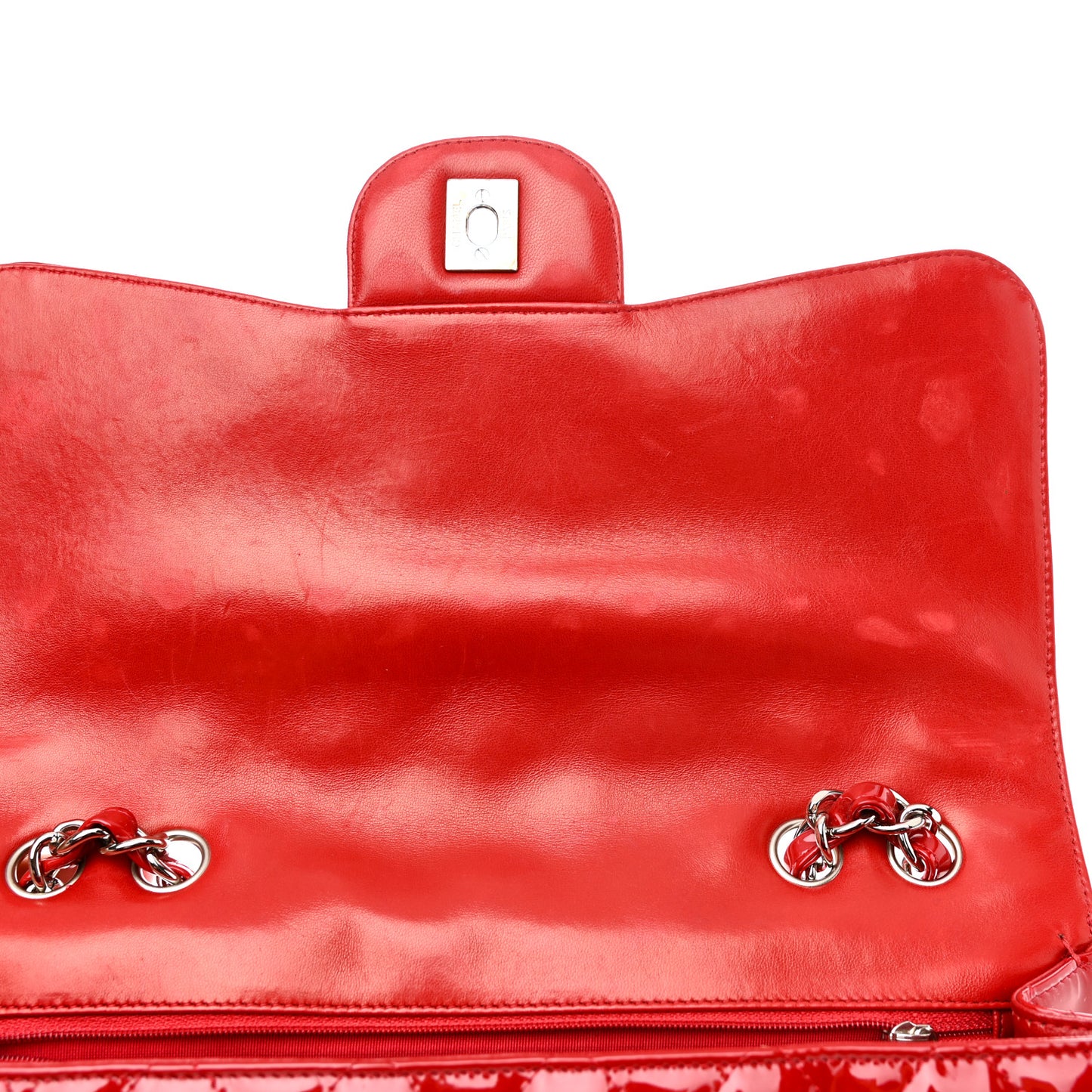 Patent Quilted Jumbo Single Flap Red