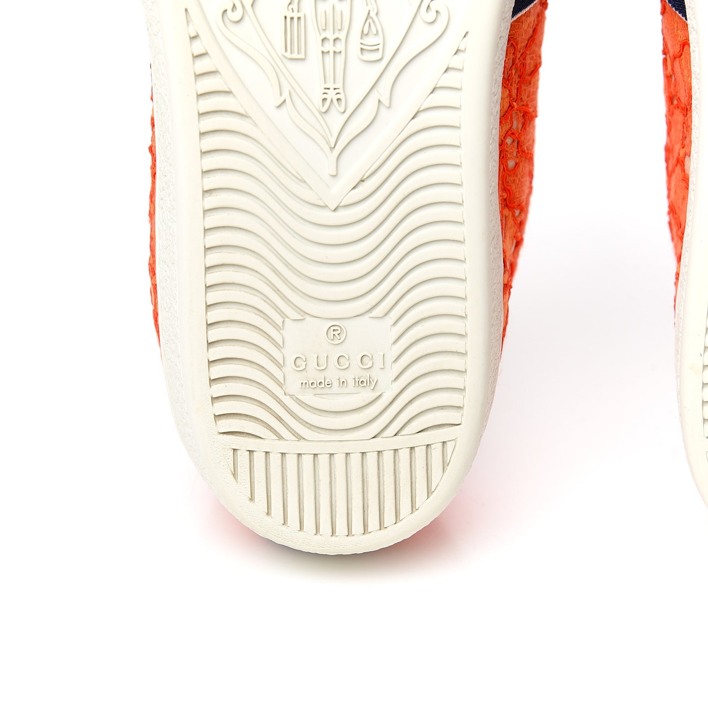 Lace Crystal Sylvie Web Flower Leaf Womens Ace Sneakers 38 Hot Orange Tan Beige