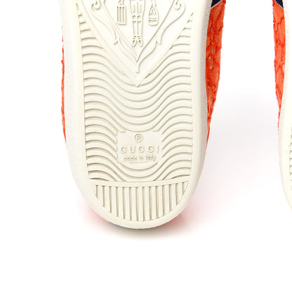 Gucci Lace Crystal Sylvie Web Flower Leaf Womens Ace Sneakers 38 Hot Orange Tan Beige 6 of 8