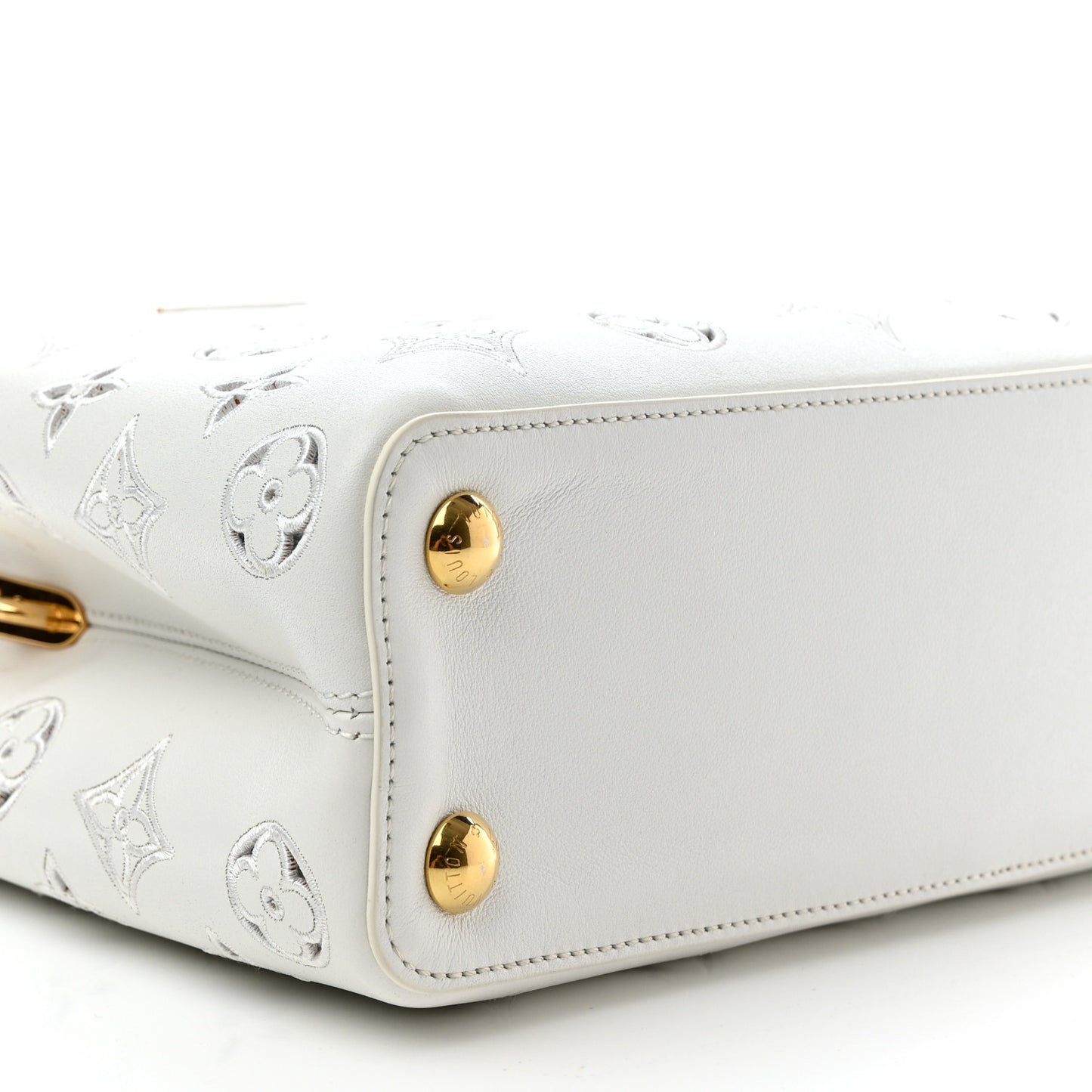 Calfskin LV Broderie Capucines BB White