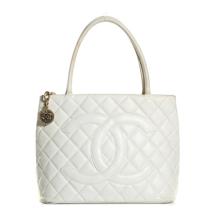 Chanel Caviar Quilted Medallion Tote White 1 of 7