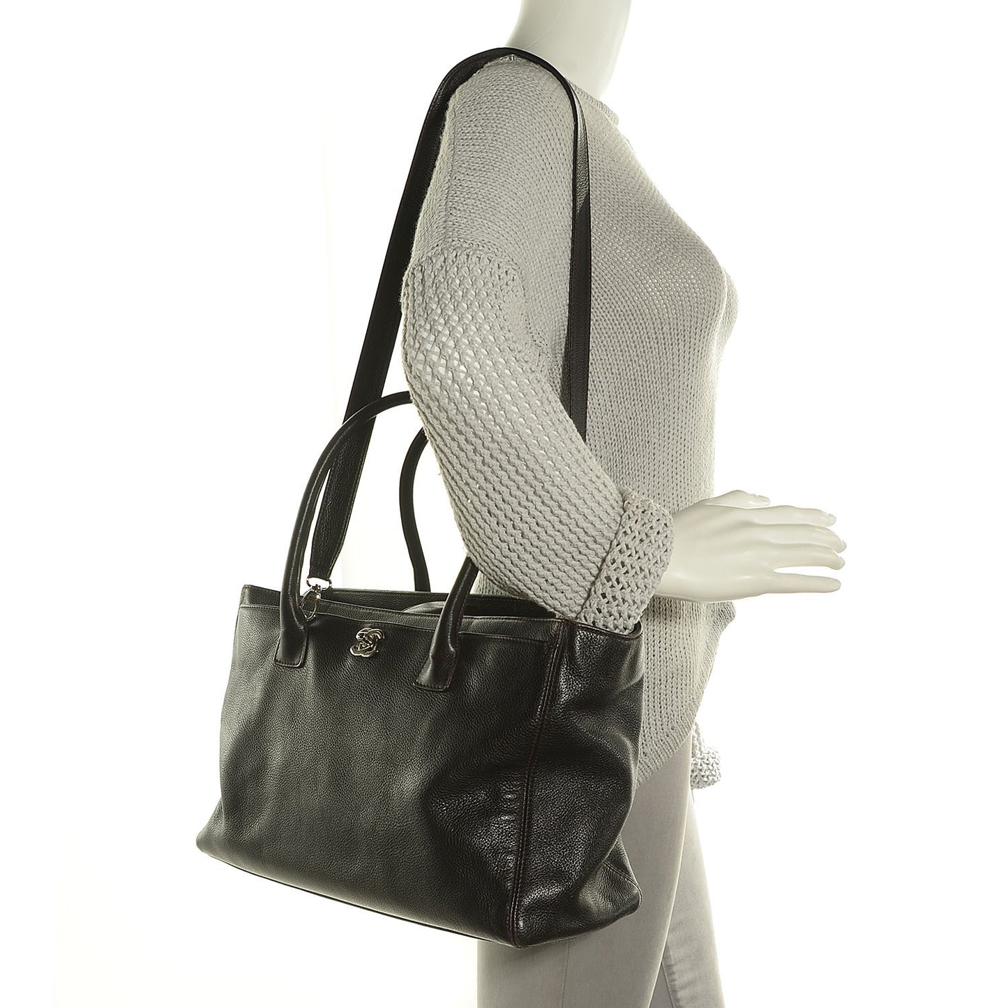 Calfskin Cerf Executive Shopper Tote Dark Brown