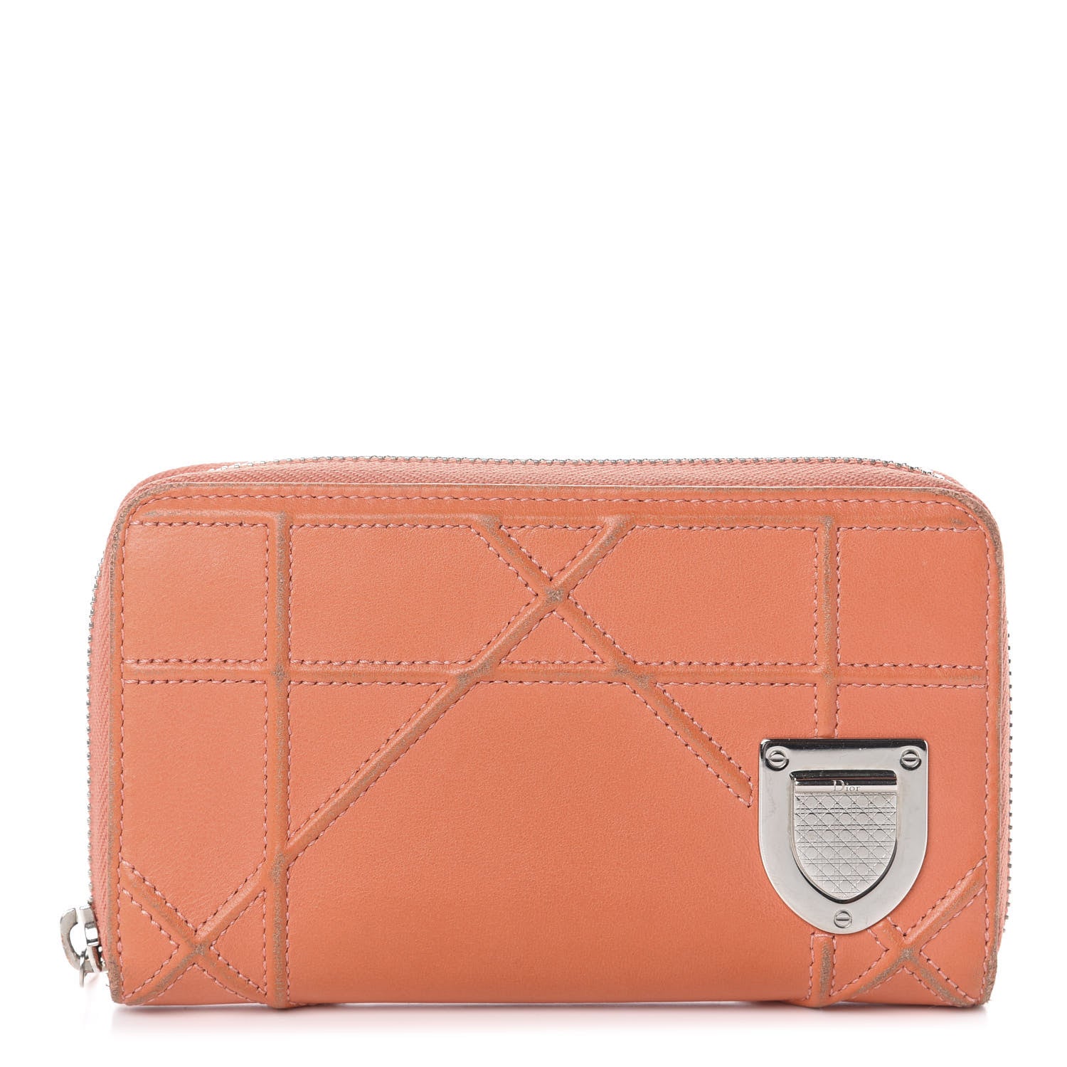 Christian Dior Calfskin Cannage Medium Diorama Voyageur Wallet Orange 1 of 5