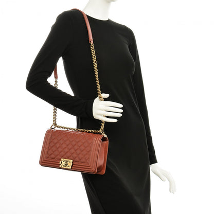 Chanel Caviar Medium Boy Flap Dark Orange 2 of 7