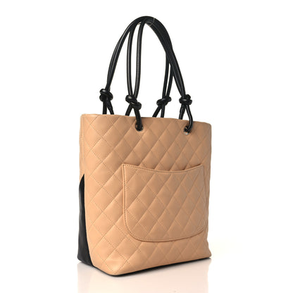 Chanel Calfskin Quilted Medium Cambon Tote Beige Black 3 of 10