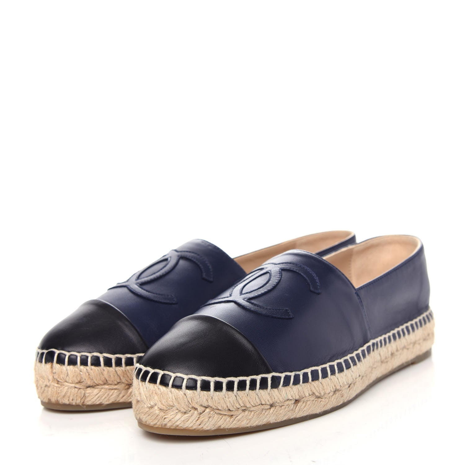 Chanel Lambskin CC Espadrilles 39 Navy Black 3 of 12