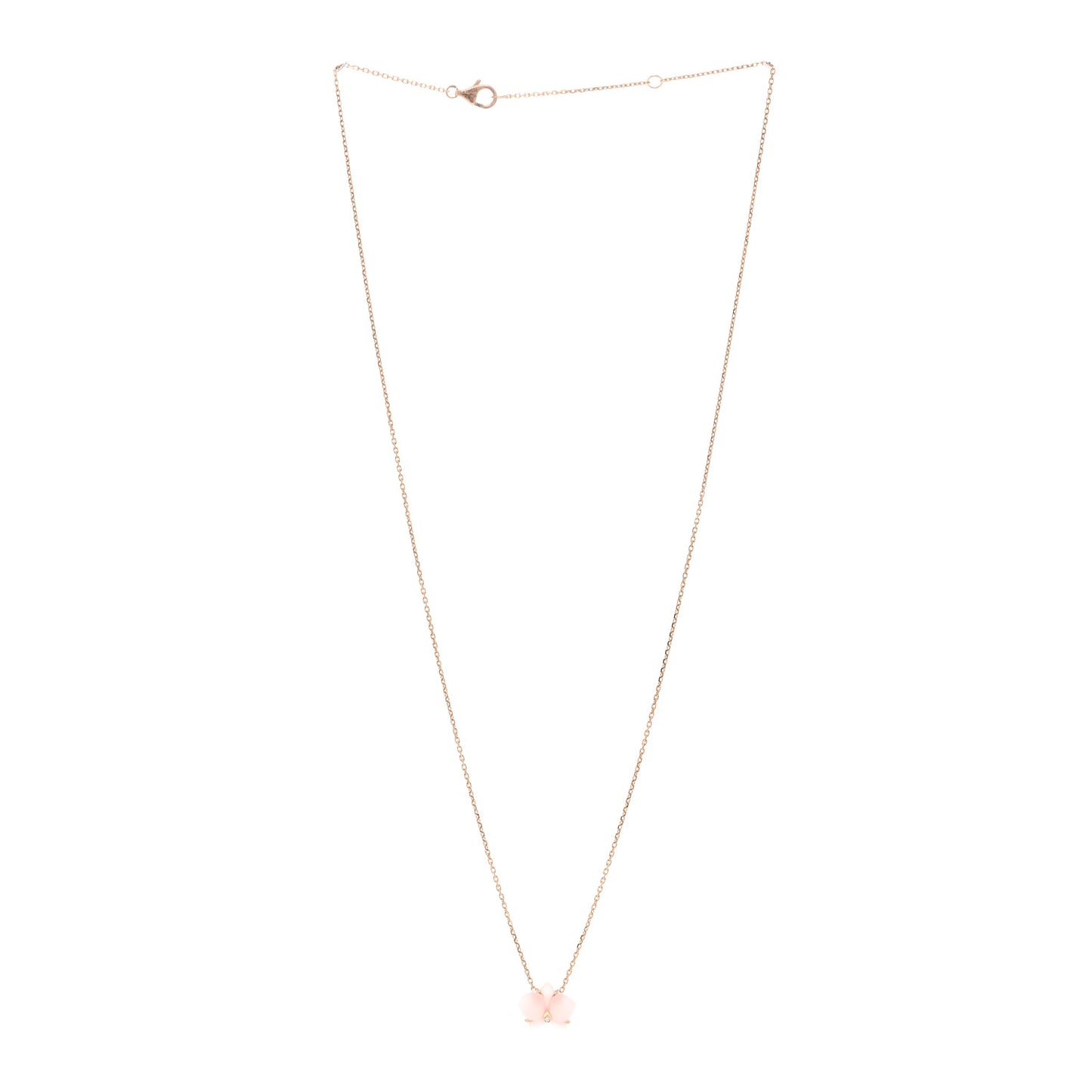 18K Pink Gold Rose Quartz Diamond Caresse D'Orchidees Par Cartier Pendant Necklace