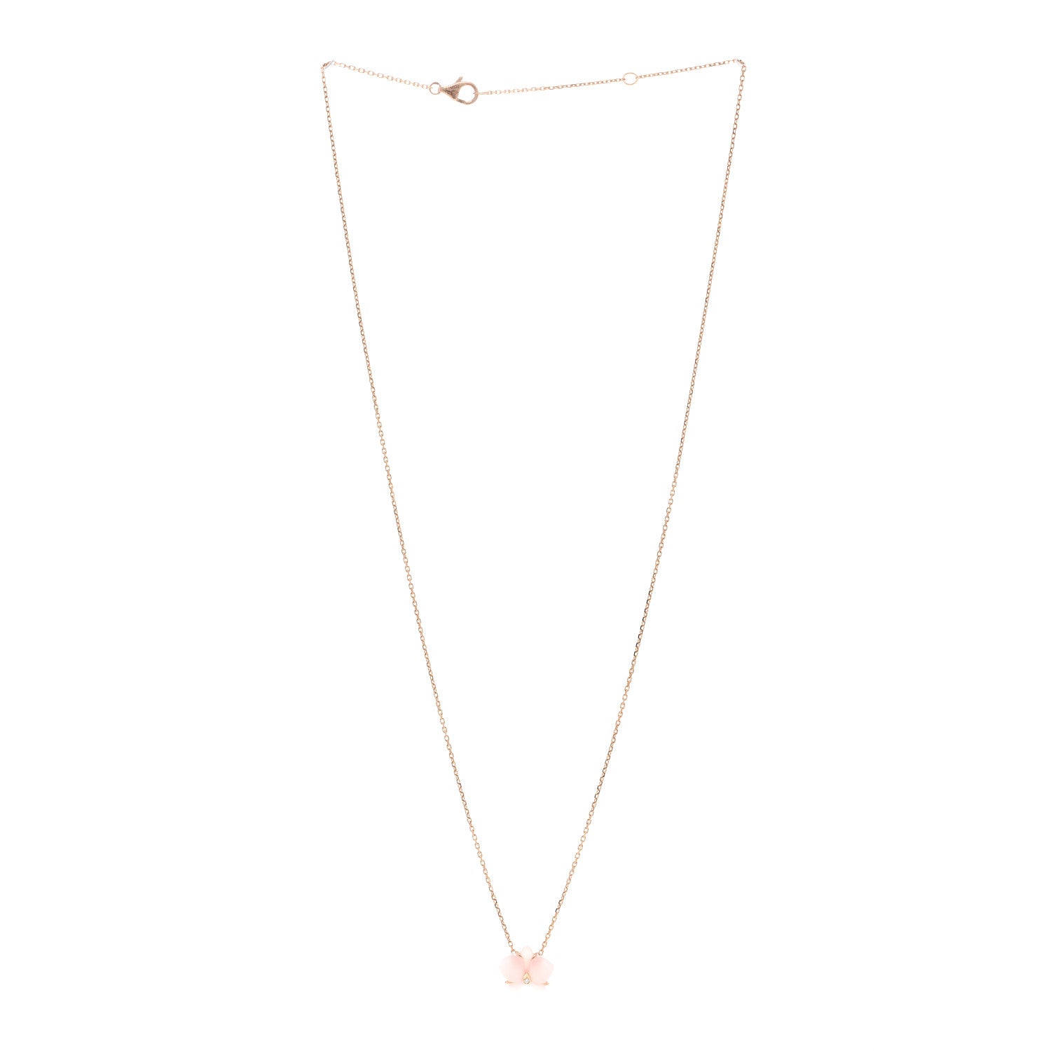 Cartier 18K Pink Gold Rose Quartz Diamond Caresse D'Orchidees Par Cartier Pendant Necklace 3 of 4