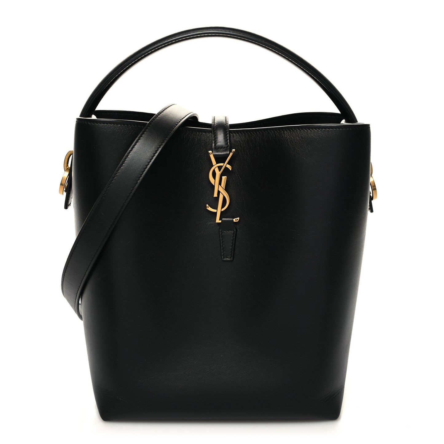 Smooth Shiny Calfskin Monogram Le 37 Bucket Bag Black