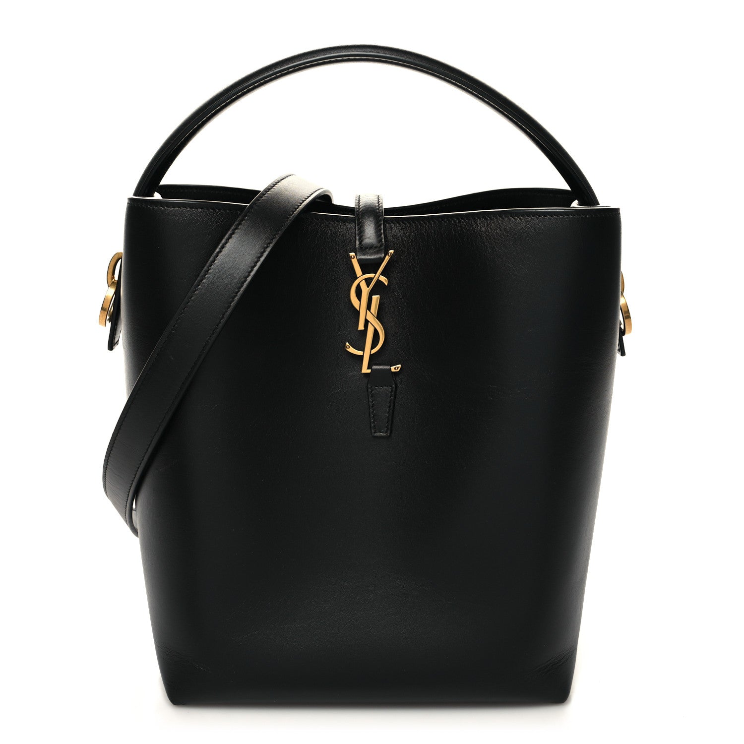 Saint Laurent Smooth Shiny Calfskin Monogram Le 37 Bucket Bag Black 1 of 12